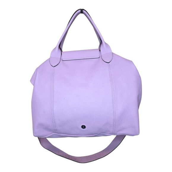 LONGCHAMP Medium Le Pliage Cuir Pink Leather Top Handle Tote - Picture 2 of 15